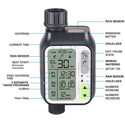 elitech drip irrigation water timer | digital controller | ip65 waterproof (updated: rain sensor + multi programs)