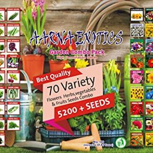 aarna exotics 70 variety flowers, herbs vegetables & fruits seeds combo 5200+seeds