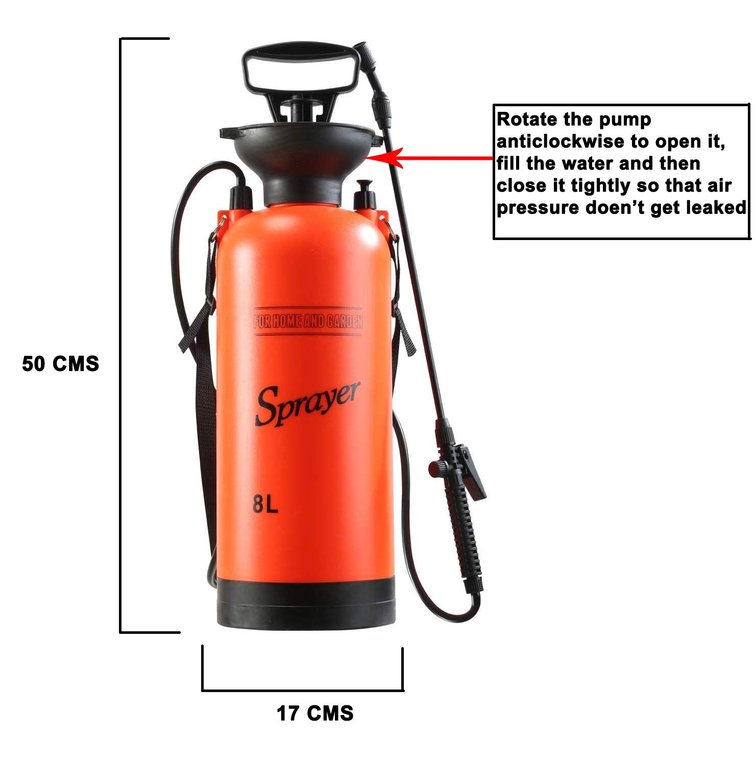 kesri 8 l manual sprayer/garden pressure sprayer with adjustable nozzle for mist and continuous spray (red)