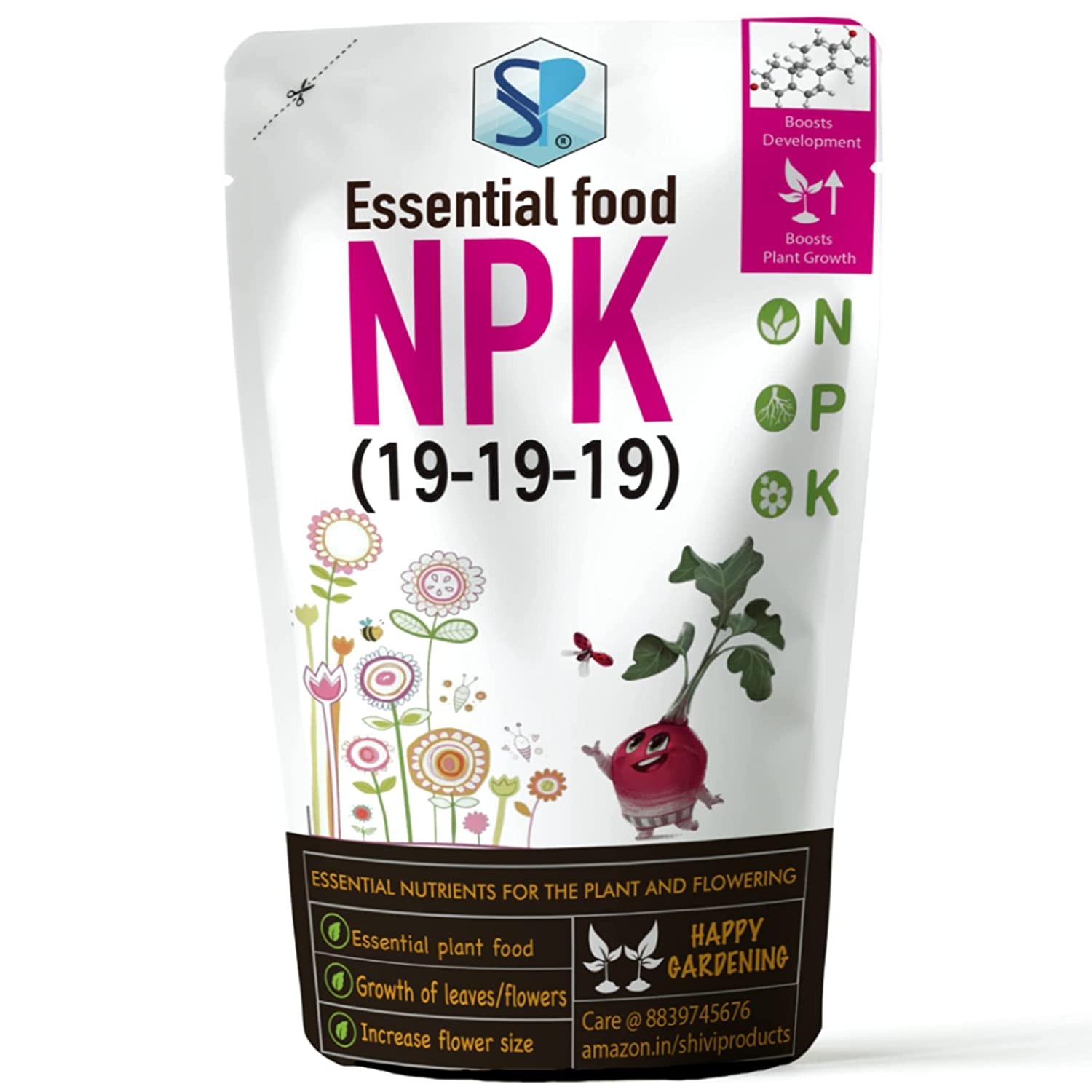shiviproducts npk 19 19 19 fertilizers for plants 900gm | for home garden complete plant food, growth boost and flowering