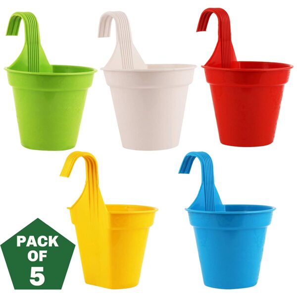 leafy tales plastic small hook hanging pot, multicolor 20.5 x 14.5 x 8.5 cm, 5 pieces (small hook 5)
