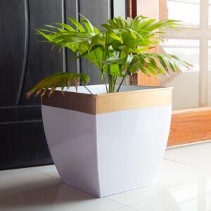 ecofynd metal planter, white, large 12 inches, 2 pieces