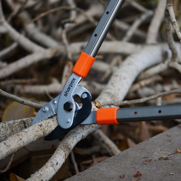 sharpex razor sharp carbon steel blade anvil lopper with telescopic handle, 2 inch cutting capacity, professional garden lopper pruning tool (orange)