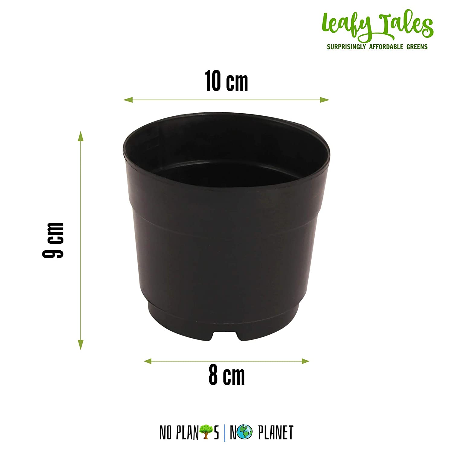 leafy tales plastic pots, black 4 inch size 15 piece, small