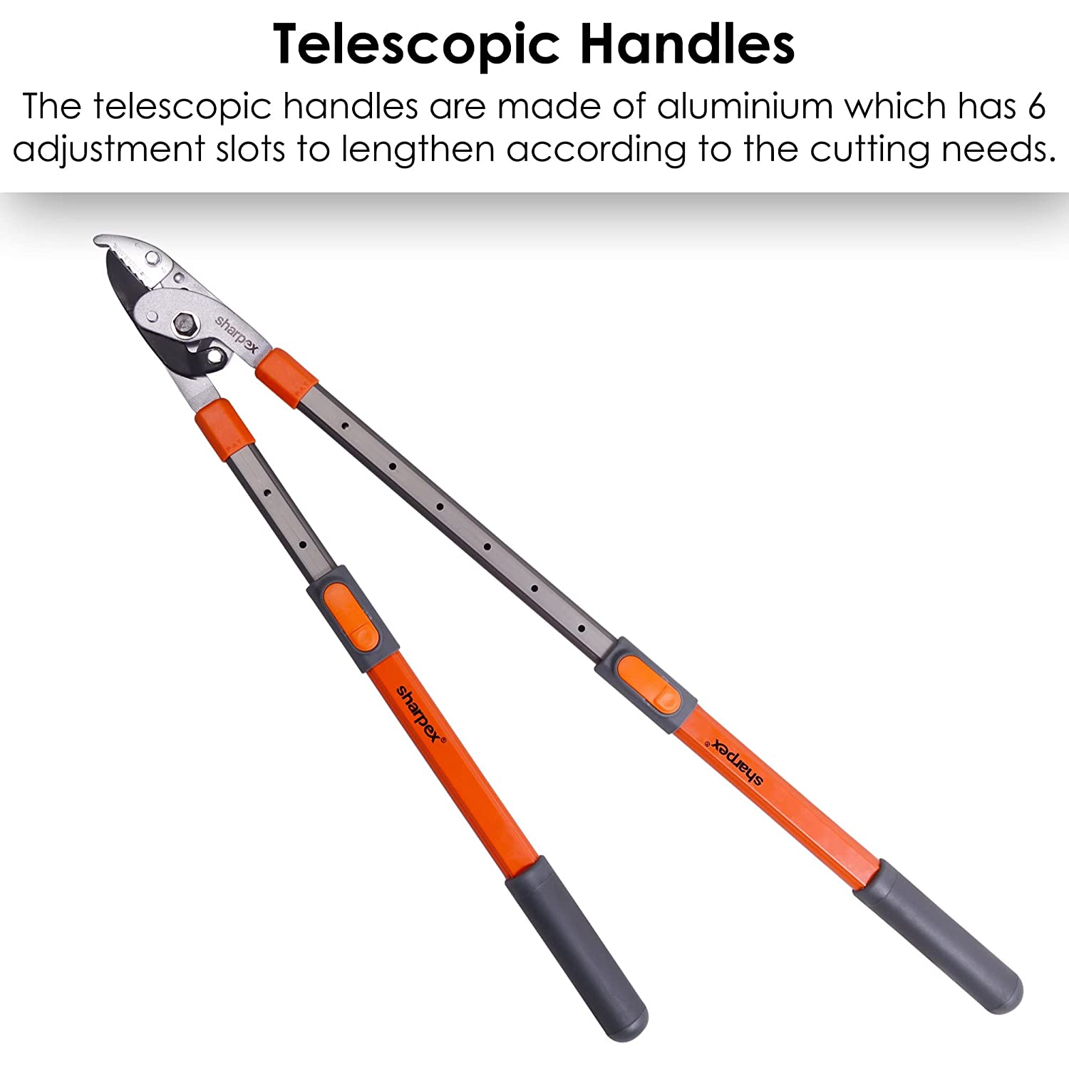 sharpex razor sharp carbon steel blade anvil lopper with telescopic handle, 2 inch cutting capacity, professional garden lopper pruning tool (orange)