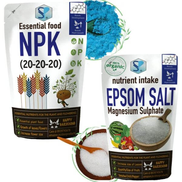 shiviproducts npk fertilizer 300gm and epsom salt 150gm
