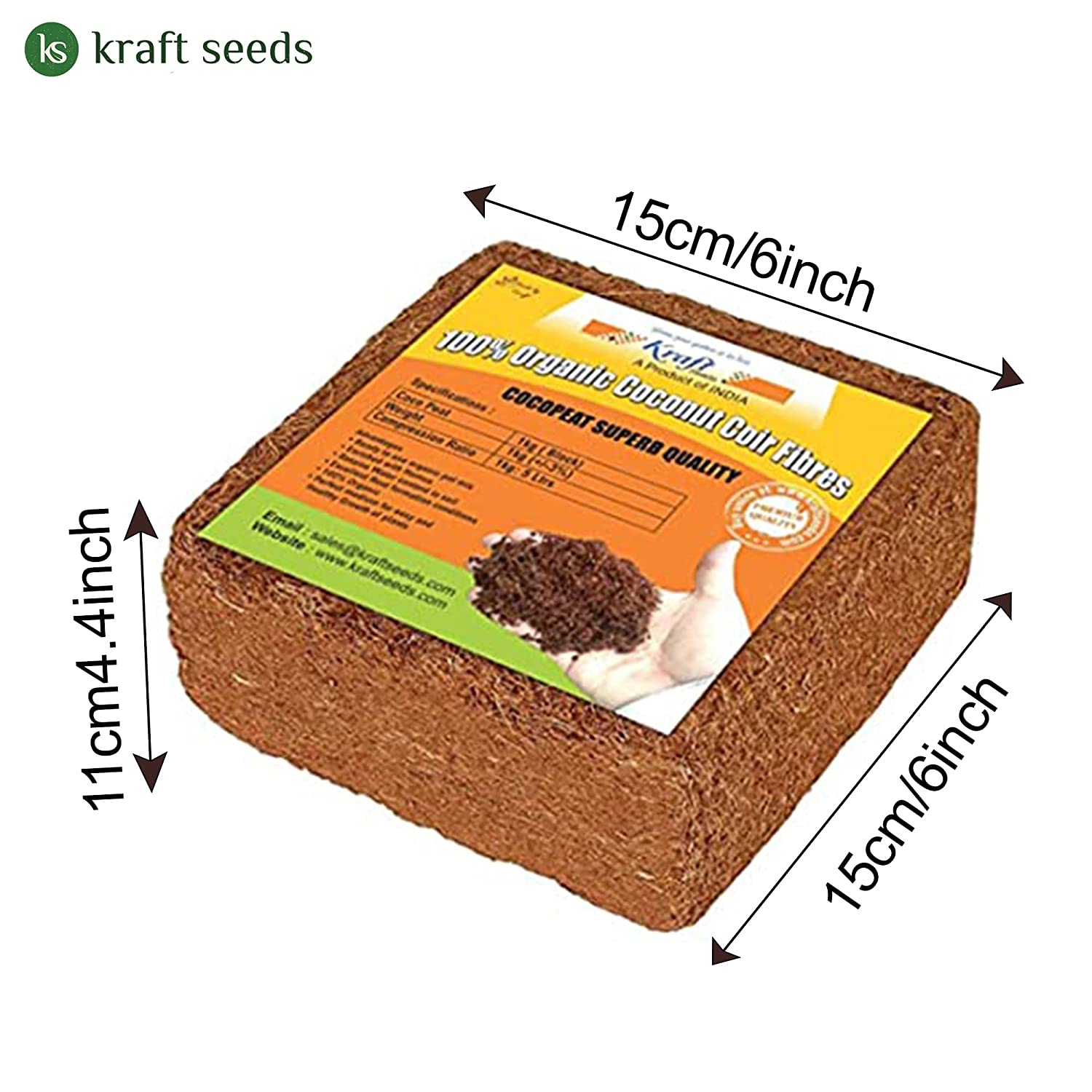 kraft seeds cocopeat for garden 1kg block | expands upto 5 kg spectacular quality coco peat powder 100% natural eco friendly