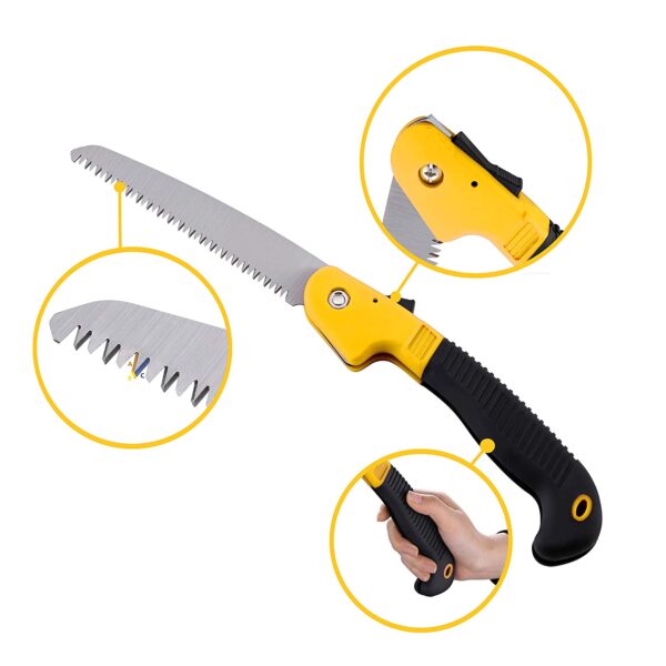 homy folding saw, 8 inch blade hand pruning saw with safety lock for camping, gardening, wood cutting, tree trimming, foldable design pocket saw, hand powered